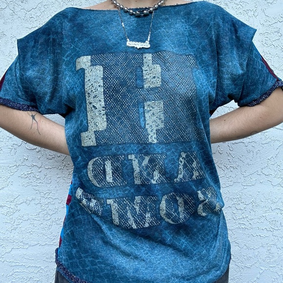 Y2k Patterned Striped Glittery Shirt - Picture 3 of 9